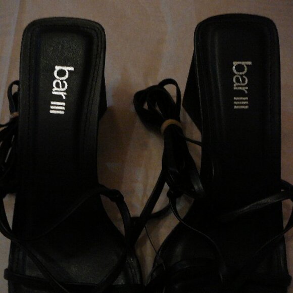 BAR III Womens Black Wrapping Ankle Tie Auroraa 4" Heel Thong Sandals-8M - Picture 11 of 12